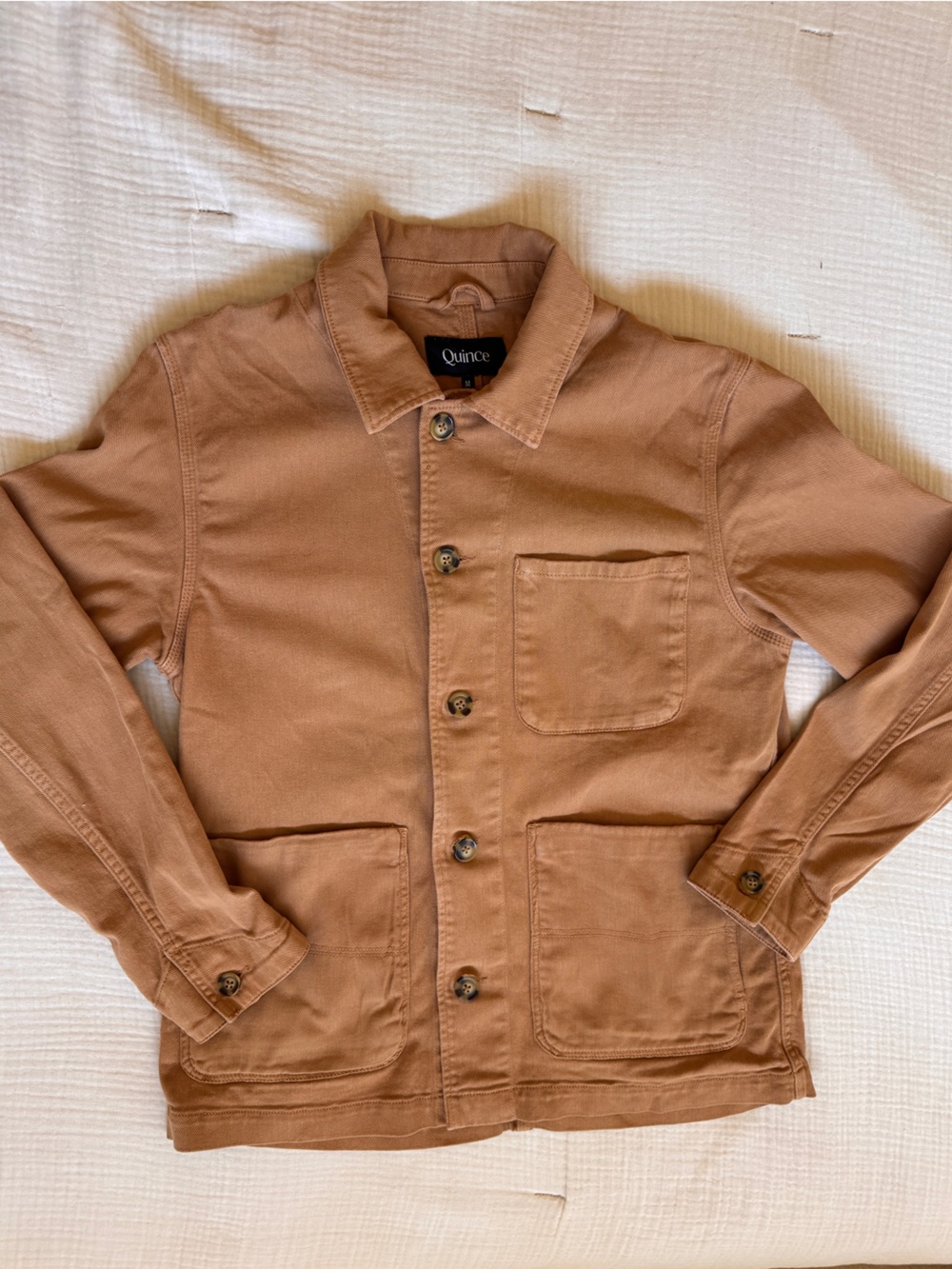 Quince good condition medium work coat multi coat camel cotton womens or men’s
